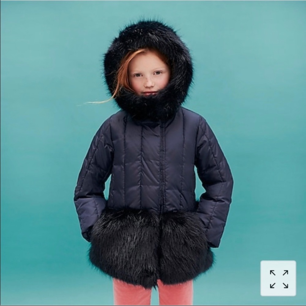 J Crew Girl Fur-trimmed Puffer size 8